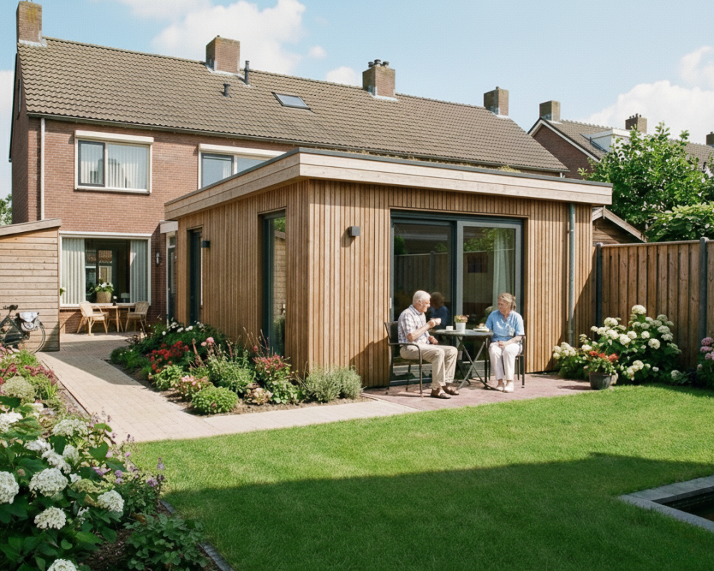 Mantelzorgwoning in de achtertuin