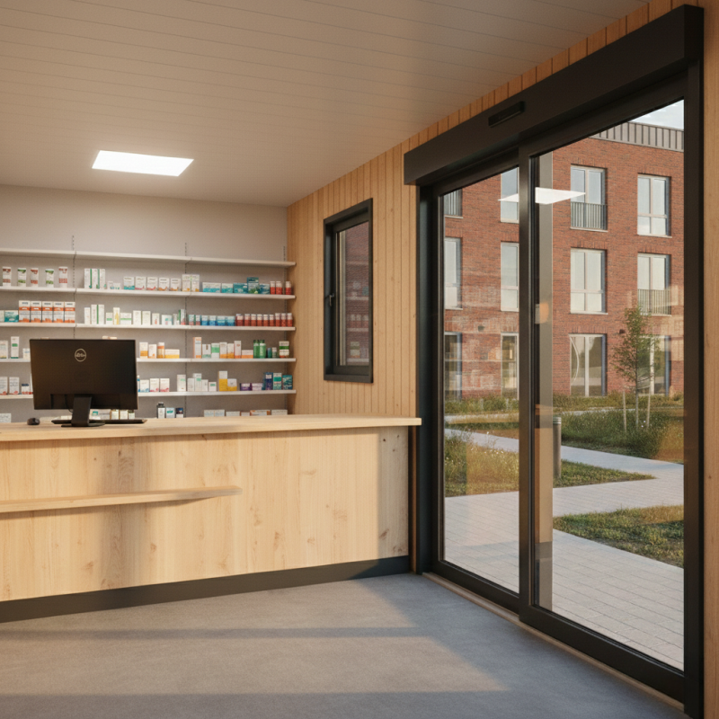 Prefab apotheek naast permanente bouw